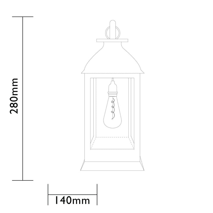 LED Lantern Table Lamp Battery Powered Black T10 Indoor Outdoor for Outside