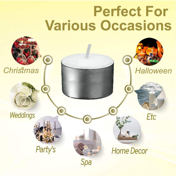 Tea Lights Candles Bulk Long Burn Night Light Unscented Christmas Decorations