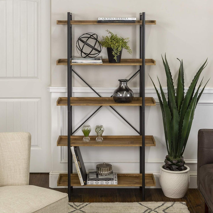 Bookcase Tall 5 Tier Book Shelf Large Storage Shelving Unit Solid Wood Furniture