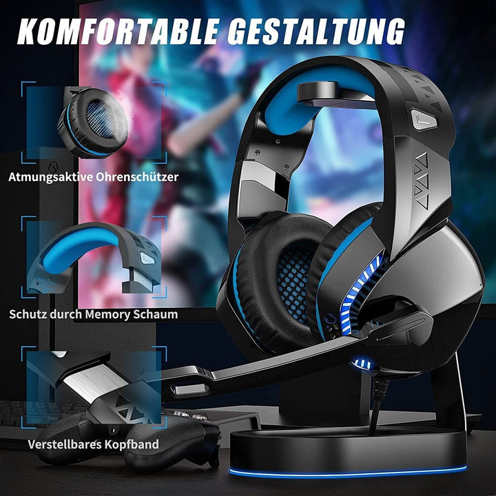 Gaming Headset with Microphone for PC Laptop PS4 Xbox One PS5 Headphones Bass