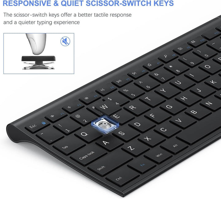 Keyboard and Mouse Wireless Set Bluetooth for Windows Desktop Laptop PC Slim