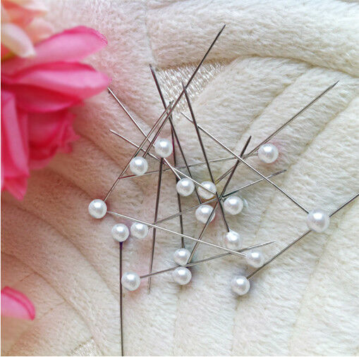 100 Ivory Shimmering Pearl Headed Pins Bridal Floral Craft Wedding Hair Trinket