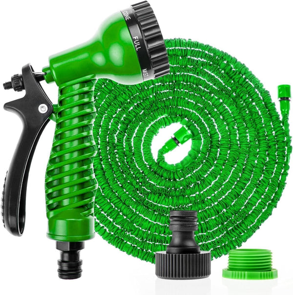 Expandable Garden Hose Pipe Flexible 100ft with Spray Gun Nozzle Water Expanding