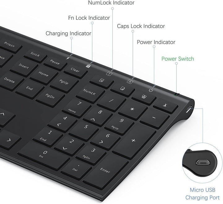 Keyboard and Mouse Wireless Set Bluetooth for Windows Desktop Laptop PC Slim