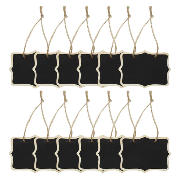 12x Mini Rectangle Chalkboards Double Sided Black Board for Message Signs Labels