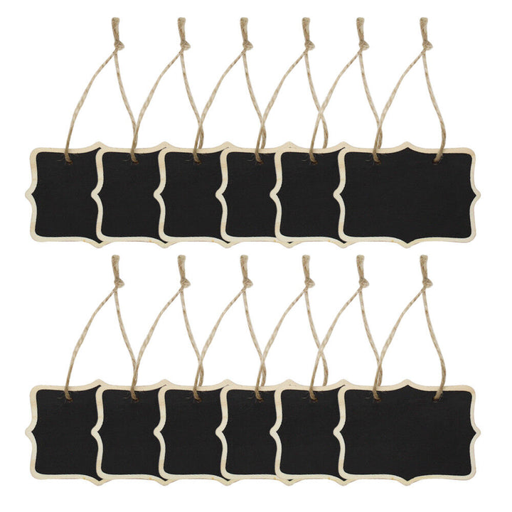 12x Mini Rectangle Chalkboards Double Sided Black Board for Message Signs Labels
