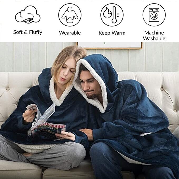 Adult Hoodie Blanket Oversized Super Soft Plush Sherpa Big Hooded Sweatshirt