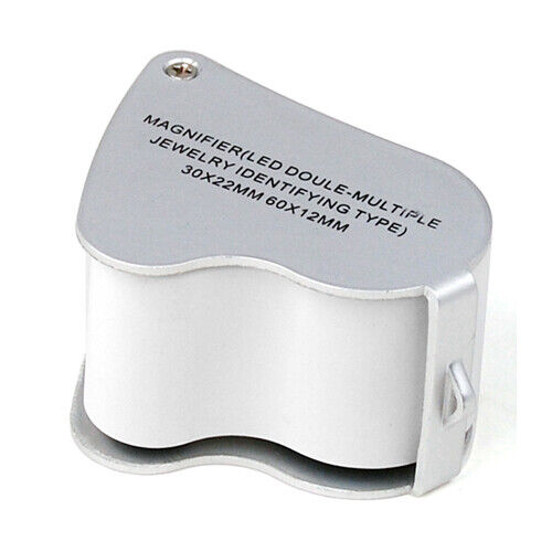 Jewellers Lens Glass Loupe 30X & 60X Magnifier 2X LED Lights Hallmark Gold Watch