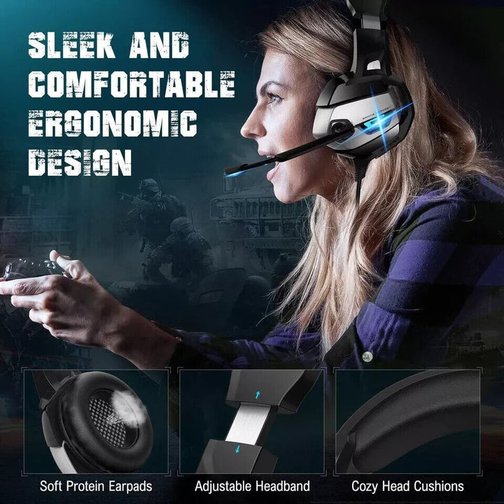 Gaming Headset with Microphone for PC Laptop PS4 Xbox One PS5 Headphones LED USB