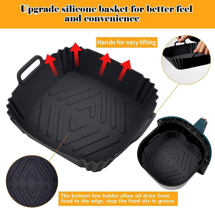 2x Silicone Pot for Air Fryer Dual Basket Liner Handle Baking Pan Fit For Ninja