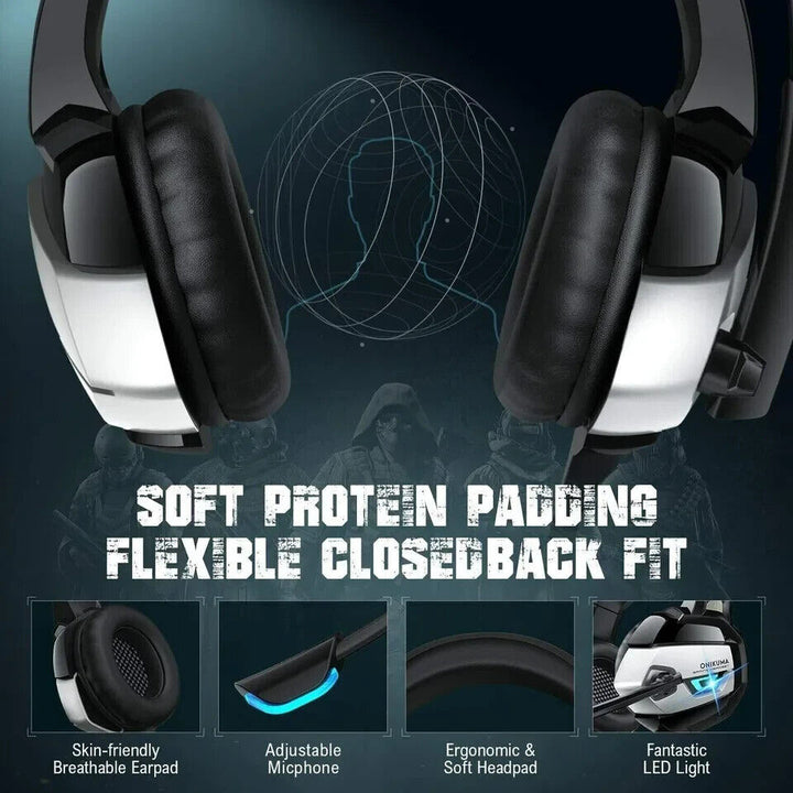 Gaming Headset with Microphone for PC Laptop PS4 Xbox One PS5 Headphones LED USB
