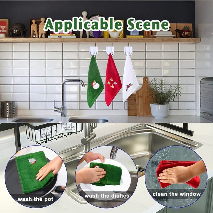 Xmas Hand Tea Towls Set Kitchen Bath 3 Pack Cooking Cleaning Baking 100% Cotton