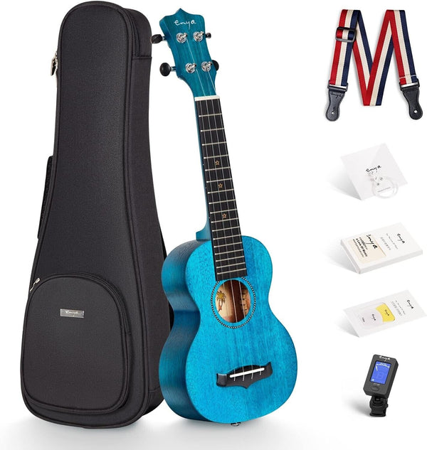 Enya Soprano Ukulele with Case Mahogany Top for Starter Kit Beginner Adult Child
