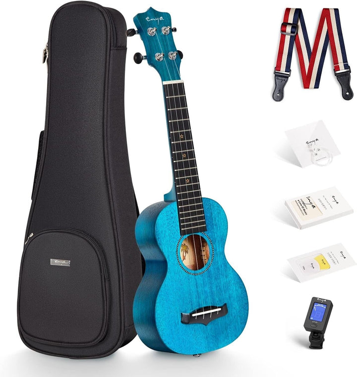 Enya Soprano Ukulele with Case Mahogany Top for Starter Kit Beginner Adult Child