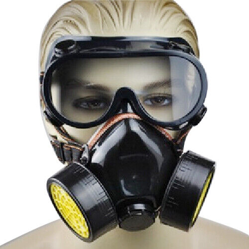 2pc Spray Paint Twin Cartridge Respirator Mask/Goggles Paint Kit Fumes Kept Out