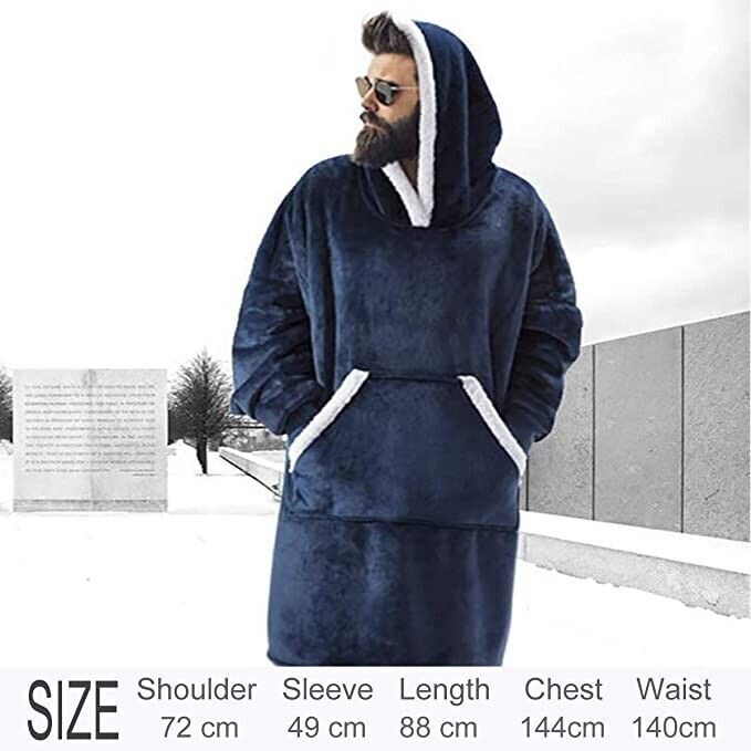 Adult Hoodie Blanket Oversized Super Soft Plush Sherpa Big Hooded Sweatshirt