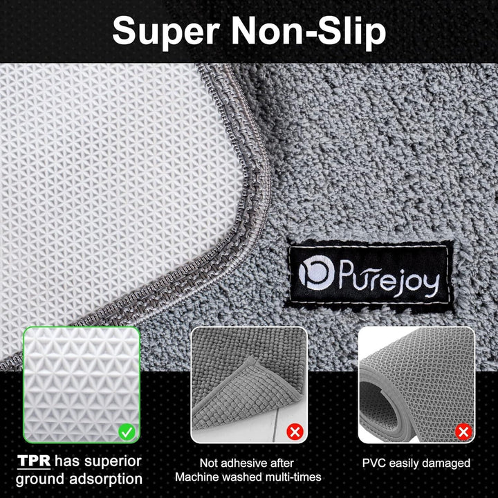 Bathroom Mat Sets Microfiber Non Slip 2 Piece Washable Small 40x60cm Grey Rug
