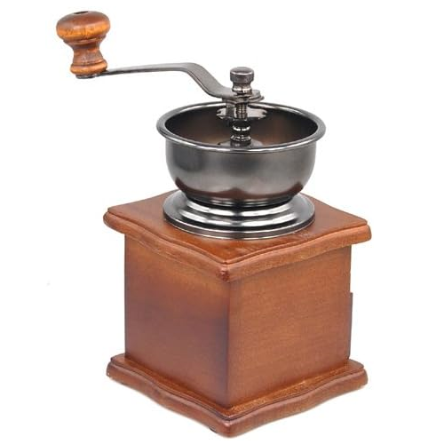 Coffee Grinder Manual Hand Bean Vintage Style Wooden Fresh Spices Mill Burr
