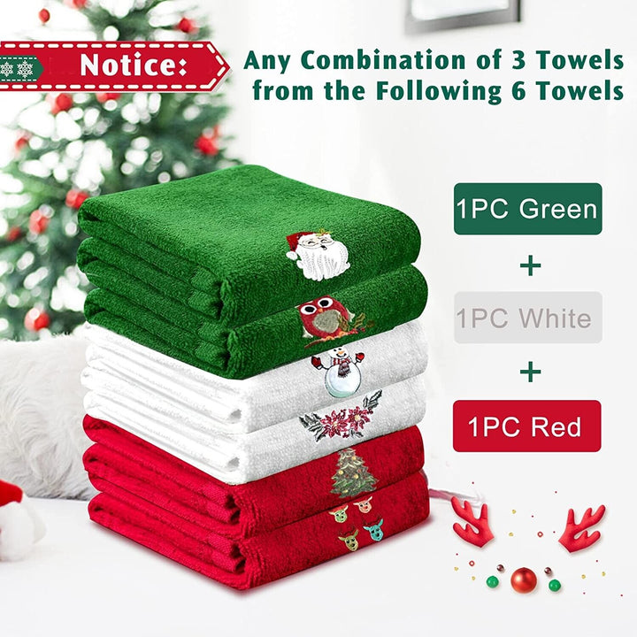 Xmas Hand Tea Towls Set Kitchen Bath 3 Pack Cooking Cleaning Baking 100% Cotton