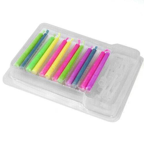 12 x Multi Coloured Flame Birthday Cake Candles Angel Party Novelty Decorations