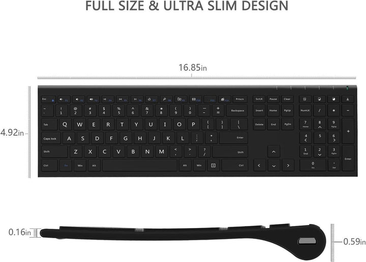 Keyboard and Mouse Wireless Set Bluetooth for Windows Desktop Laptop PC Slim