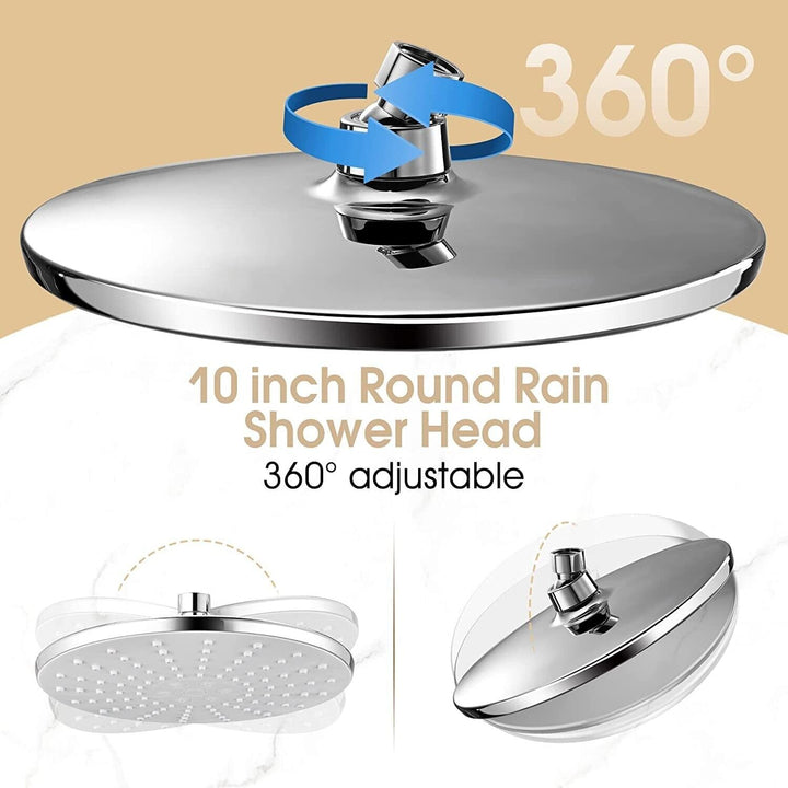 Shower Head and Hose Set Chrome Universal 10" Rainfall Holder Bracket G1/2 Kit