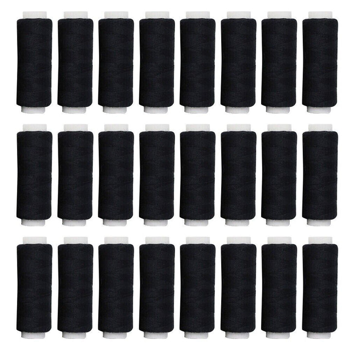 24 Black Spools Finest Quality Sewing All Purpose 100% Pure Cotton Thread Reel