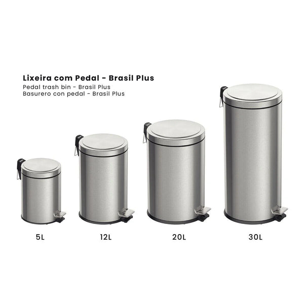 Kitchen Pedal Bin Large or Small Bathroom Stainless Steel Rubbish Waste Dustbin