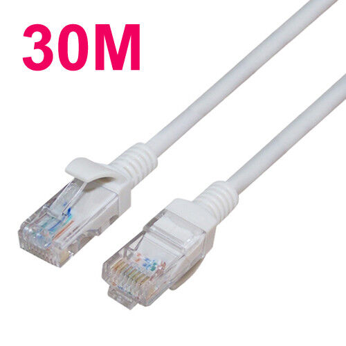 30m RJ45 Cat5e Ethernet Network Lan Cable Patch Lead CCTV SKY XBOX 360 BT PS4