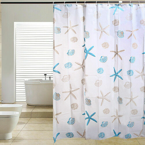 Luxury Modern Bathroom Shower Liner Curtains Extra Long with Hooks 180 x 180cm