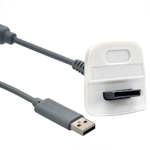 USB Charger Lead Cable for Microsoft Xbox 360 Wireless Gamepad Controller Grey