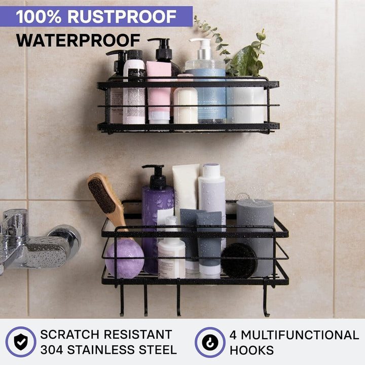 Shower Shelf Storage Rack Shelves Organiser No Drilling x2 Caddy Self Adhesive