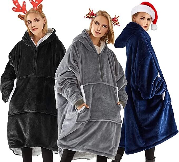 Adult Hoodie Blanket Oversized Super Soft Plush Sherpa Big Hooded Sweatshirt