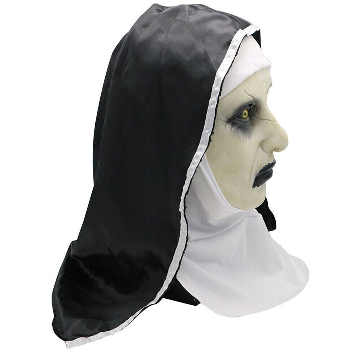 Halloween Fancy Dress Mask Conjuring Costume Scary Spooky Full Latex Nun Horror
