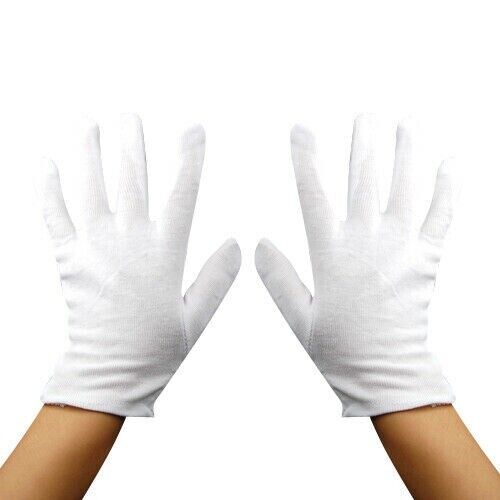 12 Pairs Cotton Gloves White Mens Women Dermatological Moisturising Eczema Cream