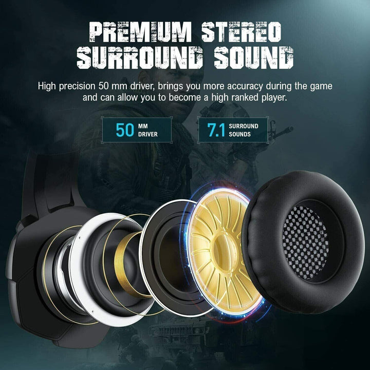 Gaming Headset with Microphone for PC Laptop PS4 Xbox One PS5 Headphones LED USB
