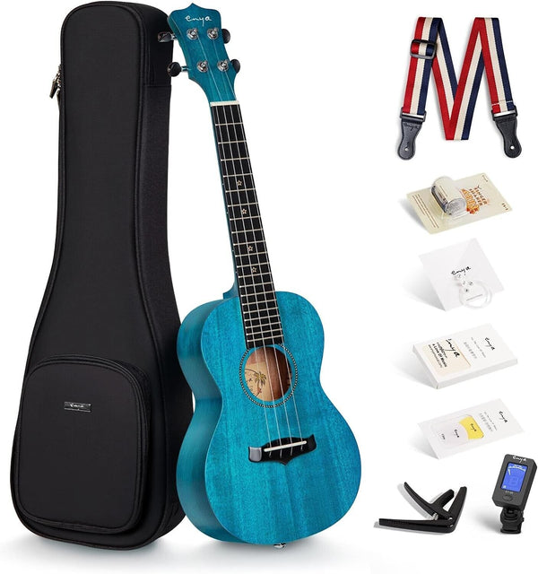 Enya Concert Ukulele with Case Mahogany Top for Starter Kit Beginner Adult Child