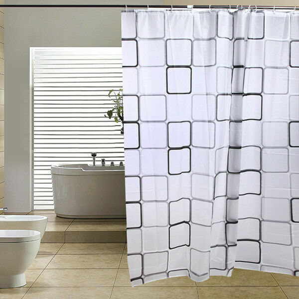 Luxury Modern Bathroom Shower Liner Curtains Extra Long with Hooks 180 x 180cm