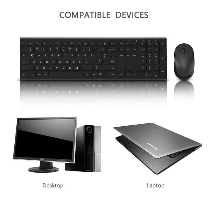 Keyboard and Mouse Wireless Set Bluetooth for Windows Desktop Laptop PC Slim