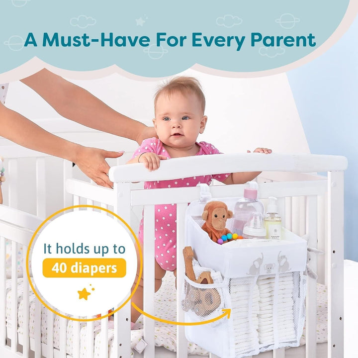 Baby Nappy Caddy Organiser Large Set Movable Nursery Diaper Nappy Cart Portable