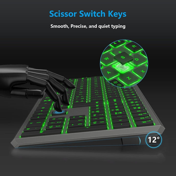 Bluetooth Keyboard for Windows Mac iPad Tablet Android Backlit Computer Laptop