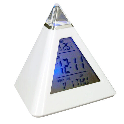 7 Colors Led Alarm Clock Electric Digital Battery Kids Bedroom Calendar Blue 