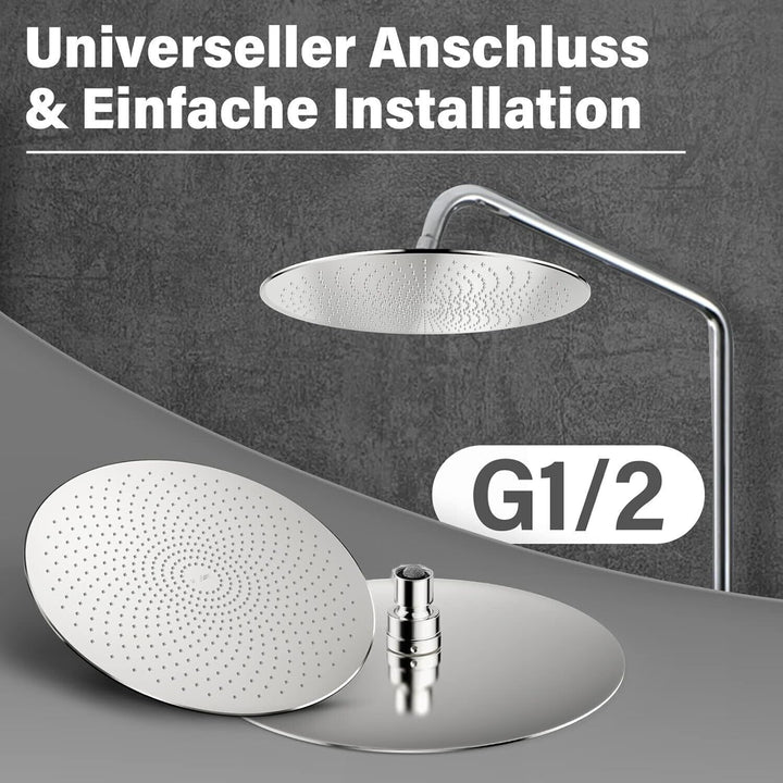 Rain Shower Head Round 10" Fixed High Pressure 600 Nozzles Modern Bathroom Mount