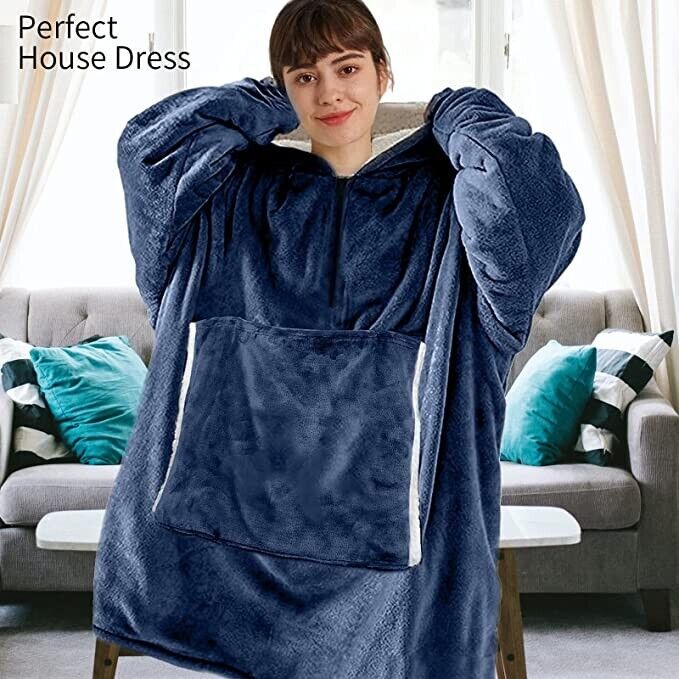 Adult Hoodie Blanket Oversized Super Soft Plush Sherpa Big Hooded Sweatshirt