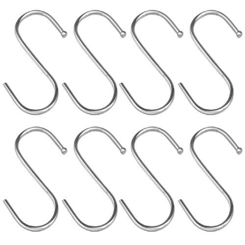 8 Stainless Steel S Hooks Kitchen Hanger Rack Clothes Pan Utensil Holder Hanging