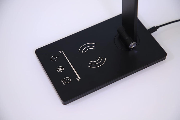 LED Desk Lamp with Wireless Charging for Phone UK Plug USB Swing Arm 5 Colour