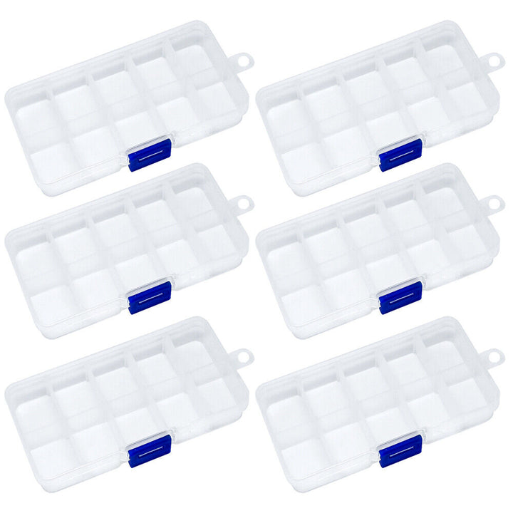 6x 10 Compartment Small Organiser Storage Plastic Box Craft Nail Art Fuse Beads