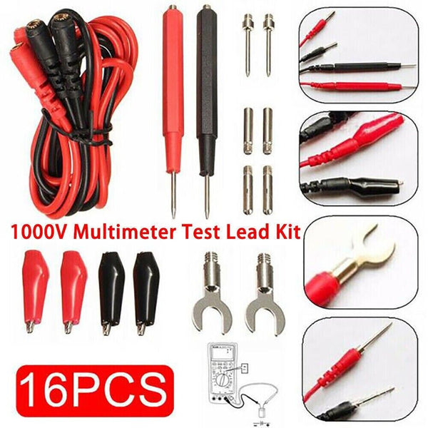 Digital Multimeter Cables Probe Lead Kit Test Electronic Alligator Clip Needle