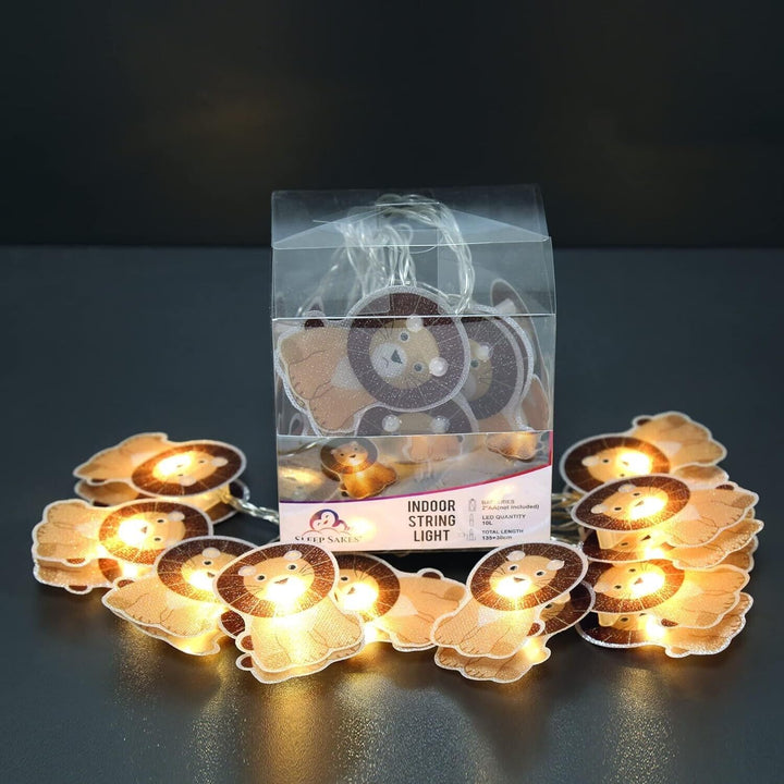 Bedroom Lights Kids Indoor Lion Baby 10 LED String Battery Wall Ceiling Fairy