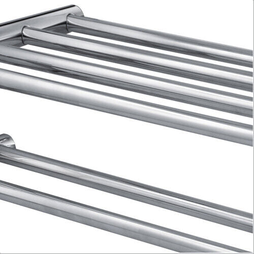 Double Chrome Wall Mounted Bathroom Towel Rail Holder Storage Rack Shelf Bar